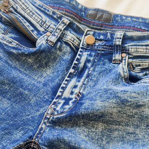 Men's Slim Fit Steve's Jeans Acid Washed Blue Denim (30x32)